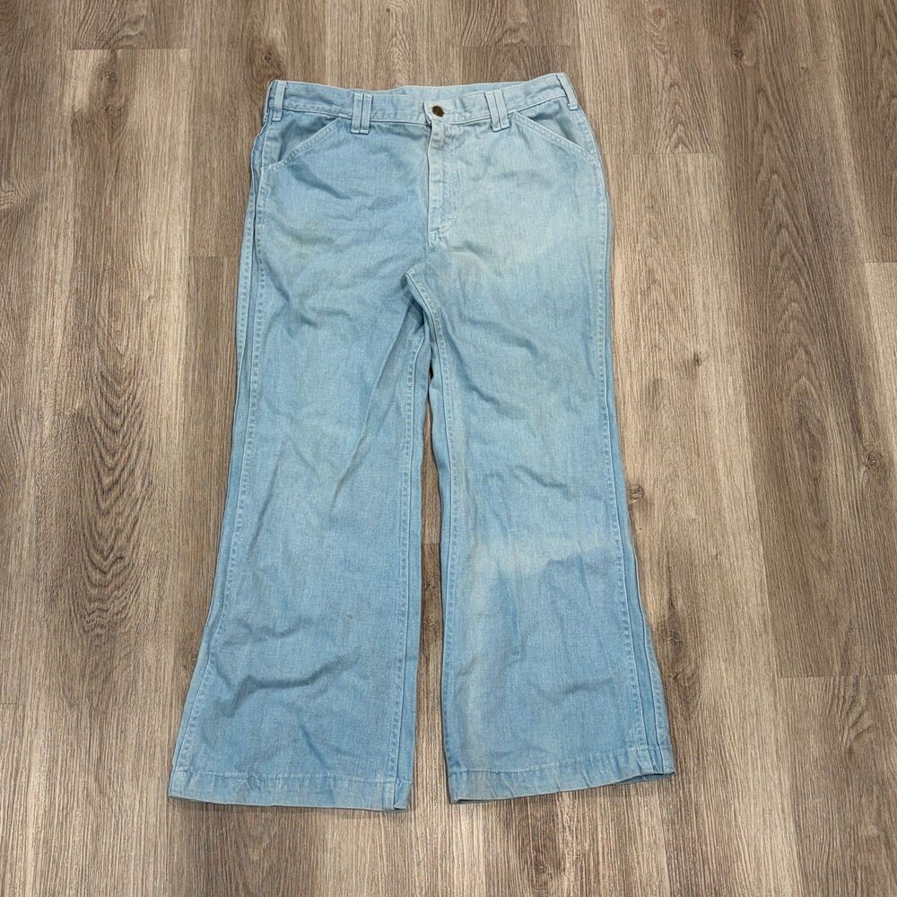 RARE Vintage 70s Lee Riders Jeans Bell Bottoms Flared Jeans Men's 34x28 Blue
